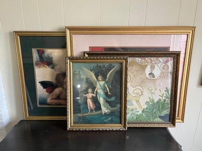 LOT 99L: Four Framed Agel Themed Art Prints