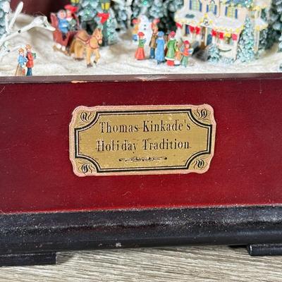 LOT 101K: Thomas Kinkade "Silent Night" Framed Print w/ COA, Holiday Traditions "We Wish You a Merry Christmas" Music...