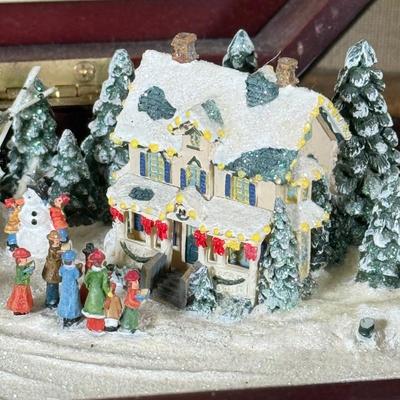 LOT 101K: Thomas Kinkade "Silent Night" Framed Print w/ COA, Holiday Traditions "We Wish You a Merry Christmas" Music...