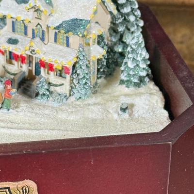 LOT 101K: Thomas Kinkade "Silent Night" Framed Print w/ COA, Holiday Traditions "We Wish You a Merry Christmas" Music...