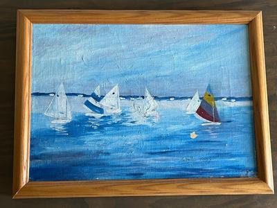 LOT 116L: Signed Art - Original Sailboat Painting and Seals Marked 1/1