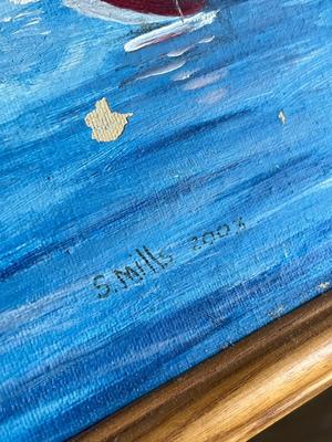 LOT 116L: Signed Art - Original Sailboat Painting and Seals Marked 1/1