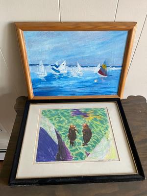 LOT 116L: Signed Art - Original Sailboat Painting and Seals Marked 1/1