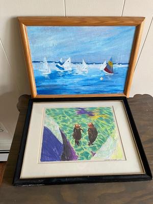 LOT 116L: Signed Art - Original Sailboat Painting and Seals Marked 1/1
