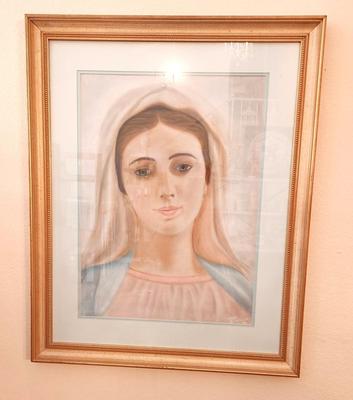 Lot #89 Original Pastel - Blessed Virgin Mary - local artist Tony Manzella