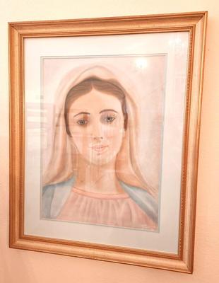 Lot #89 Original Pastel - Blessed Virgin Mary - local artist Tony Manzella