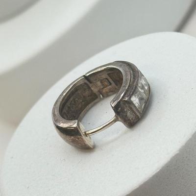 LOT 2J: Sterling Silver (925) Dolphin Earring Wedding Band-sz 7, Single Earring and 2-Chains