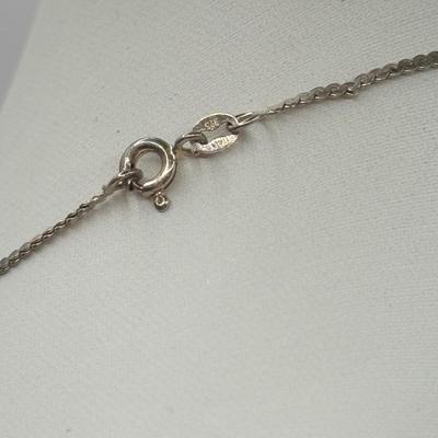 LOT 3: Sterling Silver 925/Italy Chain with Rhinestone Pendant & Pierced Earrings