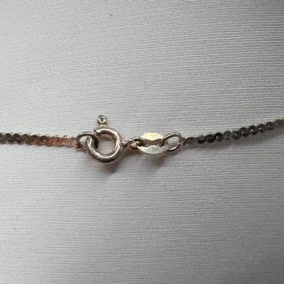 LOT 3: Sterling Silver 925/Italy Chain with Rhinestone Pendant & Pierced Earrings
