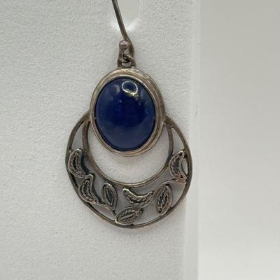 LOT 4J: Sterling Silver 925 Lapis & Blue Auroa Borealis Pierced Earrings