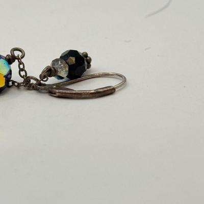 LOT 4J: Sterling Silver 925 Lapis & Blue Auroa Borealis Pierced Earrings