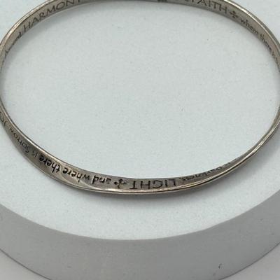 LOT 5J: Sterling Silver Peace, Hope, Truth Bangle Bracelet & "Love" Charm