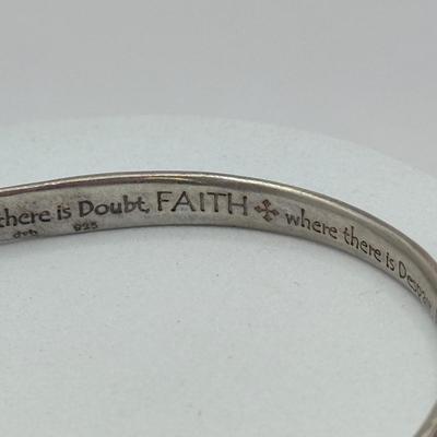 LOT 5J: Sterling Silver Peace, Hope, Truth Bangle Bracelet & "Love" Charm