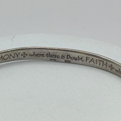 LOT 5J: Sterling Silver Peace, Hope, Truth Bangle Bracelet & "Love" Charm