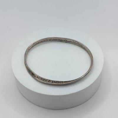 LOT 5J: Sterling Silver Peace, Hope, Truth Bangle Bracelet & "Love" Charm