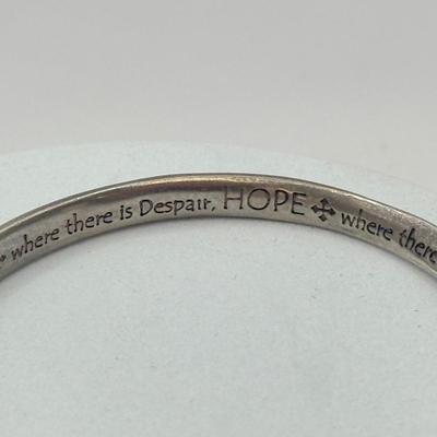 LOT 5J: Sterling Silver Peace, Hope, Truth Bangle Bracelet & "Love" Charm