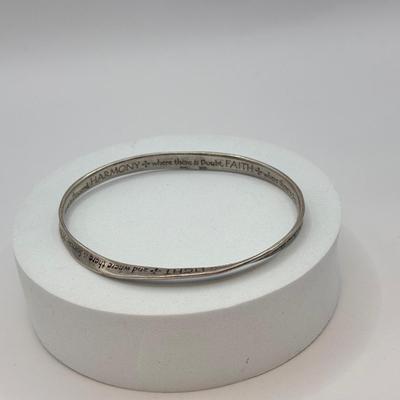 LOT 5J: Sterling Silver Peace, Hope, Truth Bangle Bracelet & "Love" Charm