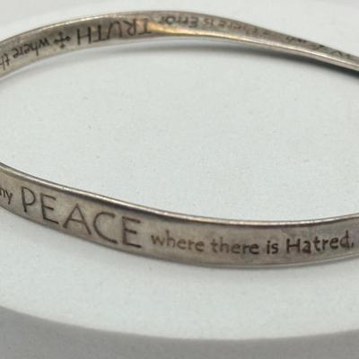 LOT 5J: Sterling Silver Peace, Hope, Truth Bangle Bracelet & "Love" Charm