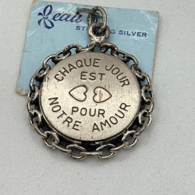 LOT 5J: Sterling Silver Peace, Hope, Truth Bangle Bracelet & "Love" Charm