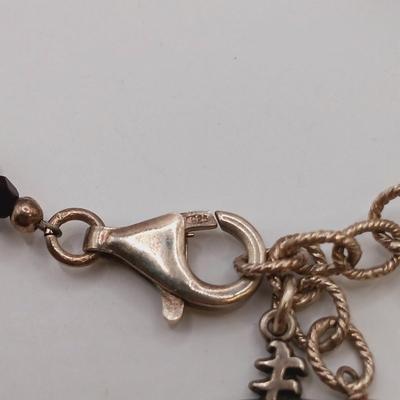 LOT 7: Sterling 925 Clasp and Charm Bracelet with Baroque Pearl and Glass Beads