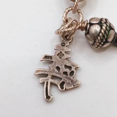 LOT 7: Sterling 925 Clasp and Charm Bracelet with Baroque Pearl and Glass Beads