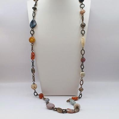 LOT 8: Premier Designs Acrylic and Brass-Tone Necklace with Vintage Costume Jewelry Bracelet and Earrings