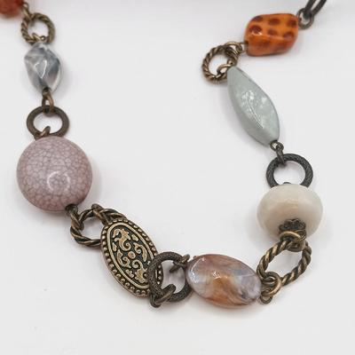 LOT 8: Premier Designs Acrylic and Brass-Tone Necklace with Vintage Costume Jewelry Bracelet and Earrings