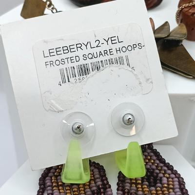 LOT 10: Leetie Lovendale Acrylic Hoops with Vintage Earrings and Necklace