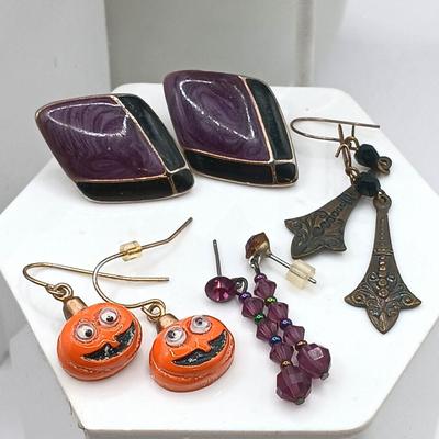 LOT 10: Leetie Lovendale Acrylic Hoops with Vintage Earrings and Necklace