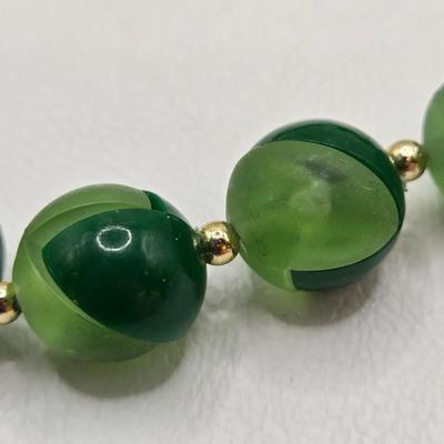 LOT 28: Shades of Blue and Turquoise Bead Neckace and Two Shade Green Bead Necklace
