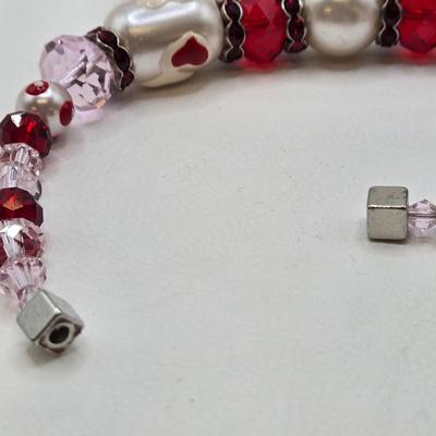 LOT 30: Beaded Necklace w/ Glass Pendant, Leather Necklace w/ Glass Charm, Silver-tone Chain Necklace w/ Red Beads, and More