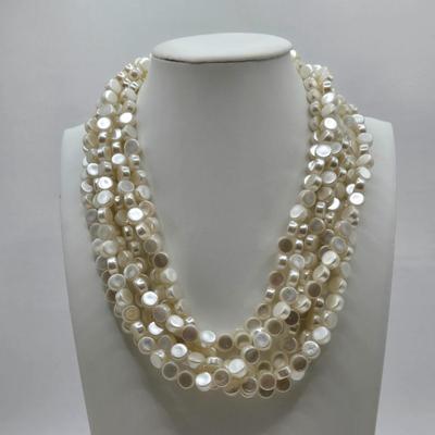 LOT 33: Three Faux Pearl Neclaces, Multiple Strand Pearl-like Necklace w/ Gold-tone Clasp, and Gold-tone and Pearl-like Clip Earrings