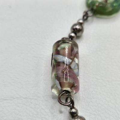 LOT 34: Glass Bead Necklace w/ Matching Earrings, Silver-tone Chain Necklace w/ Glass Pendant, and an Additional 4 Pairs of Earrings
