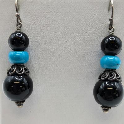 LOT 34: Glass Bead Necklace w/ Matching Earrings, Silver-tone Chain Necklace w/ Glass Pendant, and an Additional 4 Pairs of Earrings