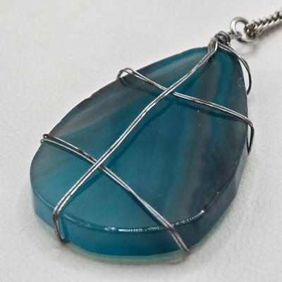LOT 34: Glass Bead Necklace w/ Matching Earrings, Silver-tone Chain Necklace w/ Glass Pendant, and an Additional 4 Pairs of Earrings