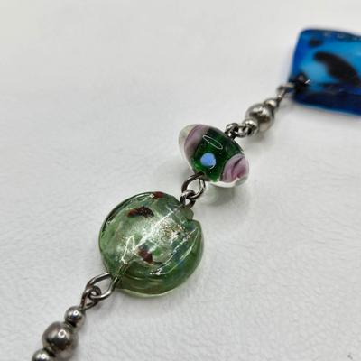 LOT 34: Glass Bead Necklace w/ Matching Earrings, Silver-tone Chain Necklace w/ Glass Pendant, and an Additional 4 Pairs of Earrings