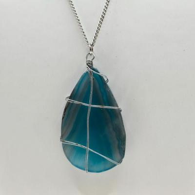 LOT 34: Glass Bead Necklace w/ Matching Earrings, Silver-tone Chain Necklace w/ Glass Pendant, and an Additional 4 Pairs of Earrings