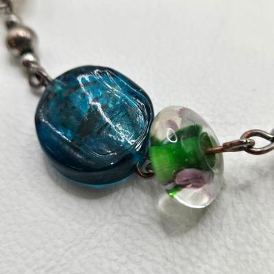 LOT 34: Glass Bead Necklace w/ Matching Earrings, Silver-tone Chain Necklace w/ Glass Pendant, and an Additional 4 Pairs of Earrings