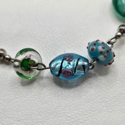 LOT 34: Glass Bead Necklace w/ Matching Earrings, Silver-tone Chain Necklace w/ Glass Pendant, and an Additional 4 Pairs of Earrings