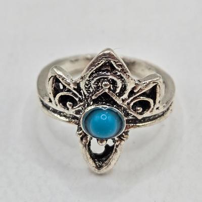 LOT 37: Jubilee Cross on 15 in. Trifari Chain, Religious Charm on 24 in. Silver Chain, Silver-tone and Turquoise Like Bead Rings, and More