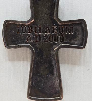 LOT 37: Jubilee Cross on 15 in. Trifari Chain, Religious Charm on 24 in. Silver Chain, Silver-tone and Turquoise Like Bead Rings, and More