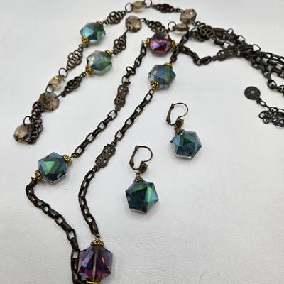 LOT 39: Sweet Romance Glass Bead and Chain Necklace w/Matching Earrings, Chicos Necklace, and More