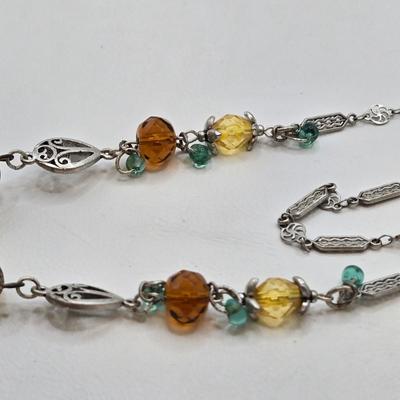 LOT 39: Sweet Romance Glass Bead and Chain Necklace w/Matching Earrings, Chicos Necklace, and More