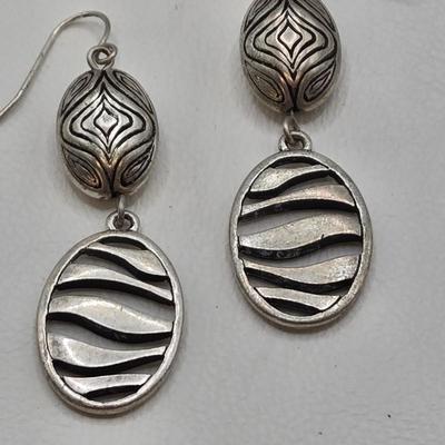 LOT 41: Multiple Black and Silver-tone Neclaces and Pair of Matching Earrings
