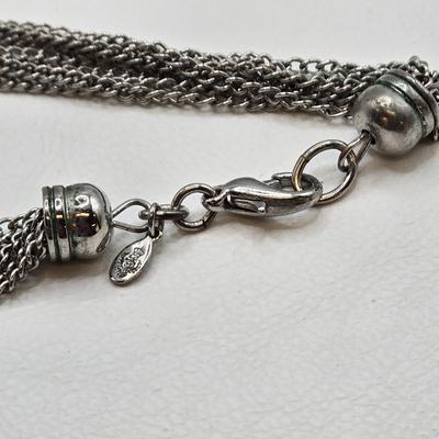 LOT 41: Multiple Black and Silver-tone Neclaces and Pair of Matching Earrings