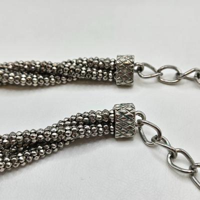 LOT 41: Multiple Black and Silver-tone Neclaces and Pair of Matching Earrings