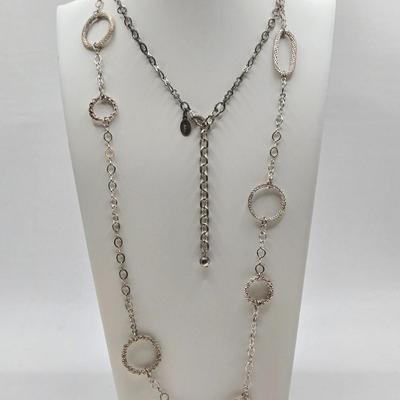 LOT 41: Multiple Black and Silver-tone Neclaces and Pair of Matching Earrings