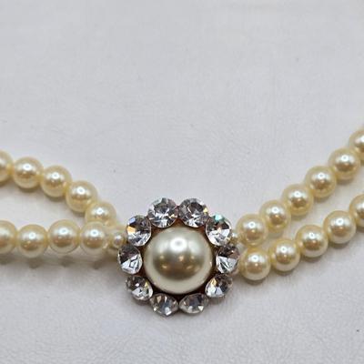 LOT 42: Beautiful Faux Pearl Neclaces , Bracelets, and Clip Earrings