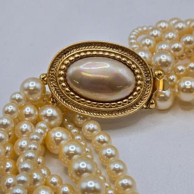 LOT 42: Beautiful Faux Pearl Neclaces , Bracelets, and Clip Earrings