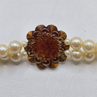 LOT 42: Beautiful Faux Pearl Neclaces , Bracelets, and Clip Earrings